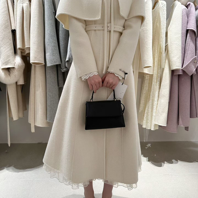 FalleaF-计法式赫本羊毛外套(配腰绳可拆卸斗篷)（含100羊毛）CF3