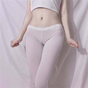 腚沟紧身卡缝瑜伽裤 微透视鲍鱼勒痕勒肉擦边裤 女 冰丝薄款 显骆趾裤