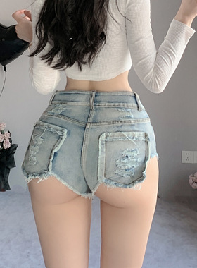 跳舞heels热裤韩系chic甜辣短裤辣妹风穿搭牛仔裤露屁股超短裤女