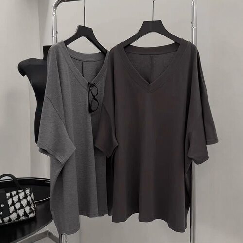 韩系极简纯色oversize/T恤慵懒风