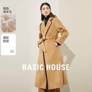 百家好女双面羊毛大衣女秋冬赫本流行宽松毛呢外套 Basic House