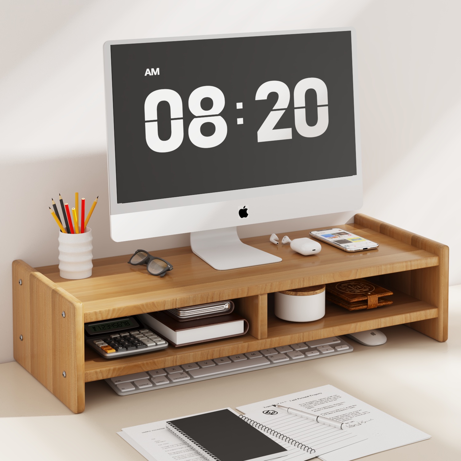 台式电脑增高架办公室工位显示器抬高架桌面显示屏改造置物垫高架