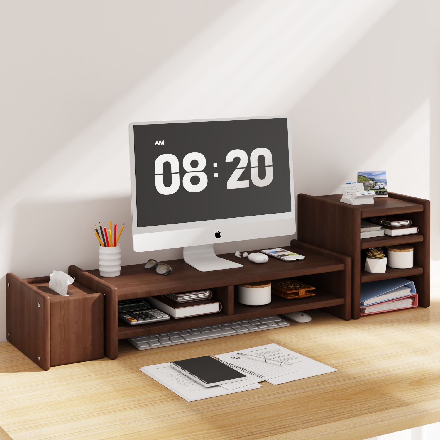 台式电脑增高架办公室工位显示器抬高架桌面显示屏改造置物垫高架