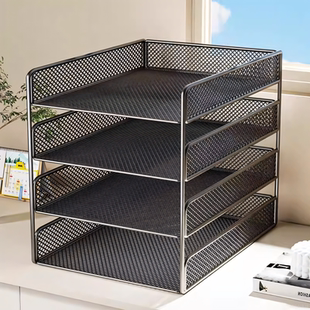 金属桌面文件架收纳架办公桌多层置物架铁质文件框收纳盒文件夹格