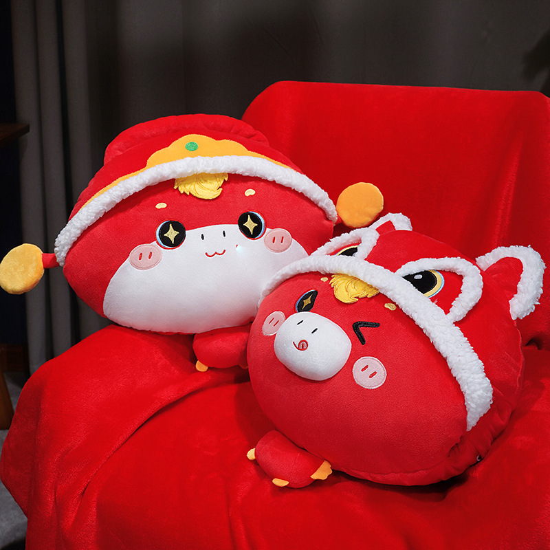 马年抱枕午睡毯子二合一办公室车载睡觉被子枕头公司年会礼品定制