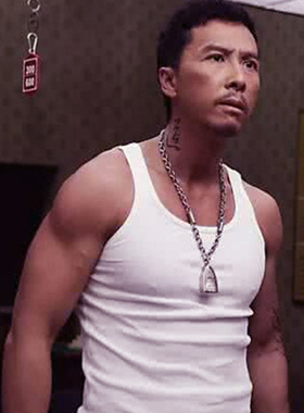 甄子丹新款灰色白色同款男大码背心韩版紧身方领弹力纯棉打底青年