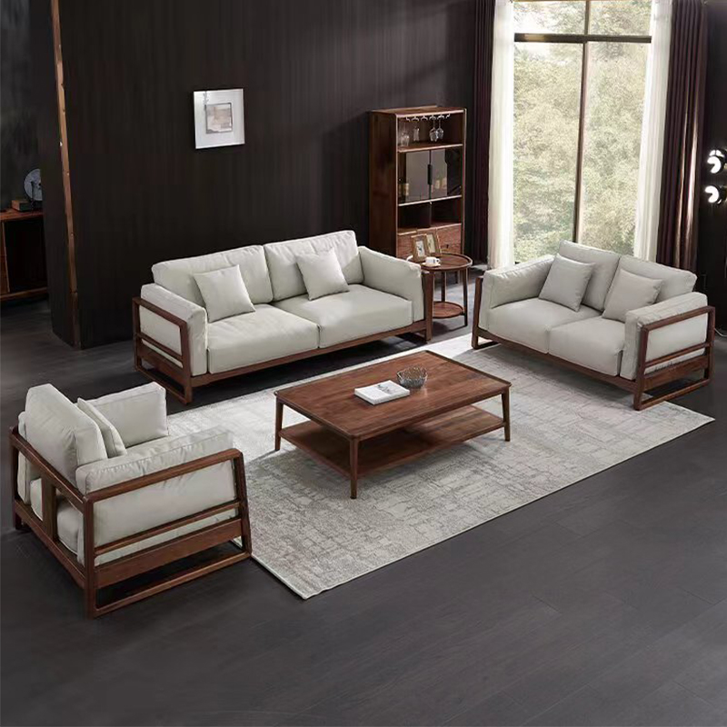 新中式实木沙发组合别墅大小户型客厅简约现代轻奢高端家具定制