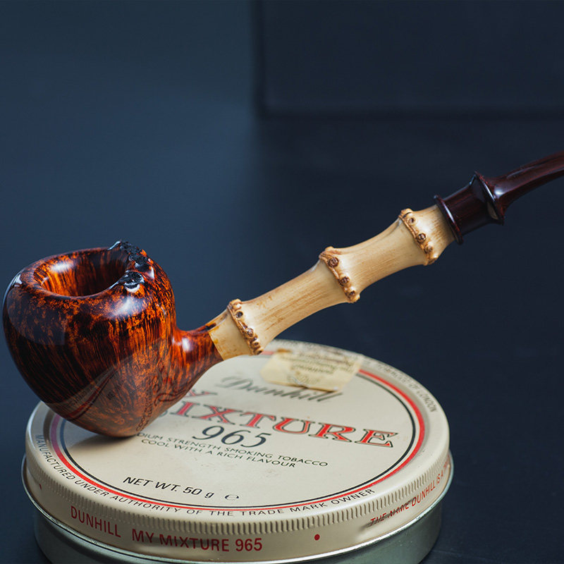 奶屁的烟斗 进口石楠木 坎伯兰 竹节根瘤橡果 大漆工艺 老竹根