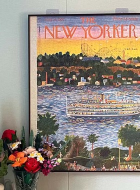 纽约客拼图框1000片49*67.8铝合金55*70留白边实木框海报拼图裱框