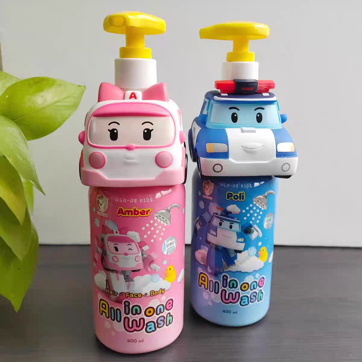 POLI三合一儿童沐浴露韩国进口卡通汽车造型按压瓶400ml