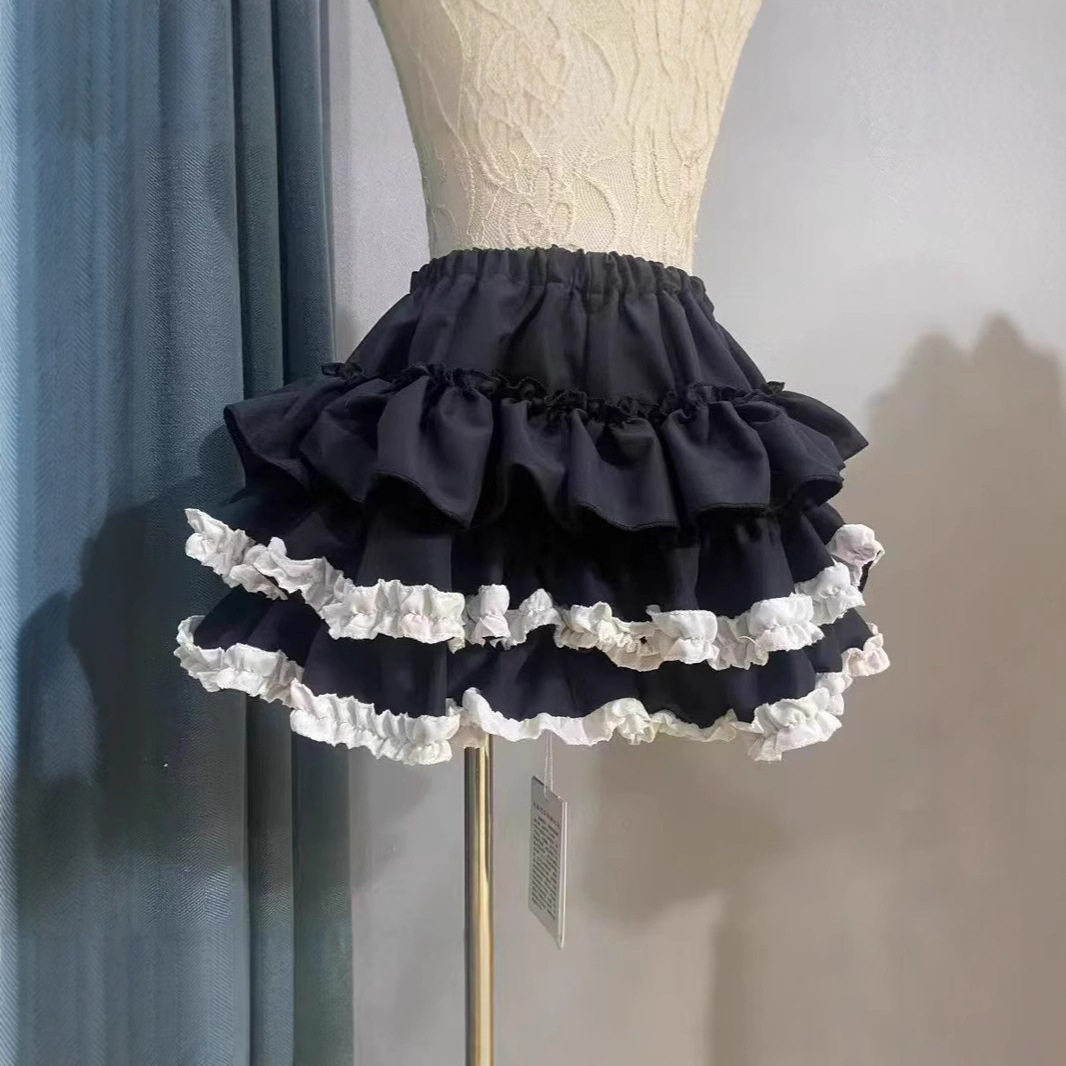 芭蕾风蓬蓬蛋糕裙女装夏季新款设计感松紧高腰显瘦防走光A字短裙