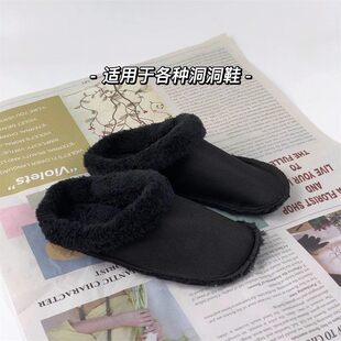 加绒洞洞鞋内胆可拆卸毛套冬季加棉保暖适配crocs男款棉套可水洗
