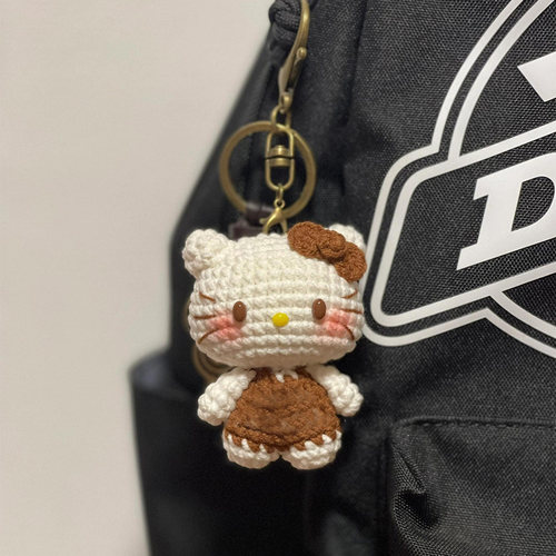 手工生椰拿铁Kitty猫diy材料包毛线钥匙扣挂件自制玩偶送女友礼物
