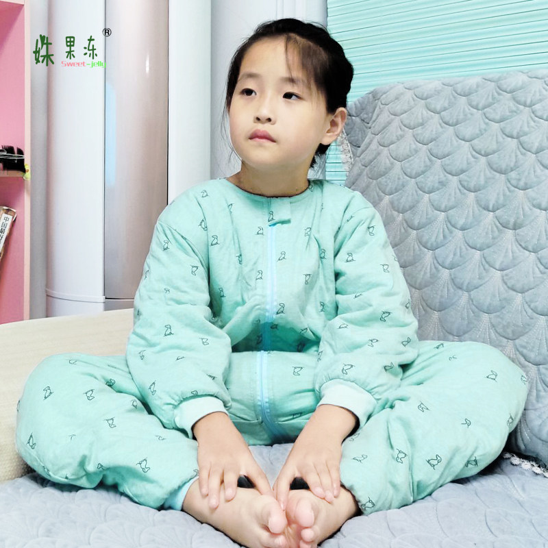 秋冬季长袖连体纯棉棉儿童防踢被
