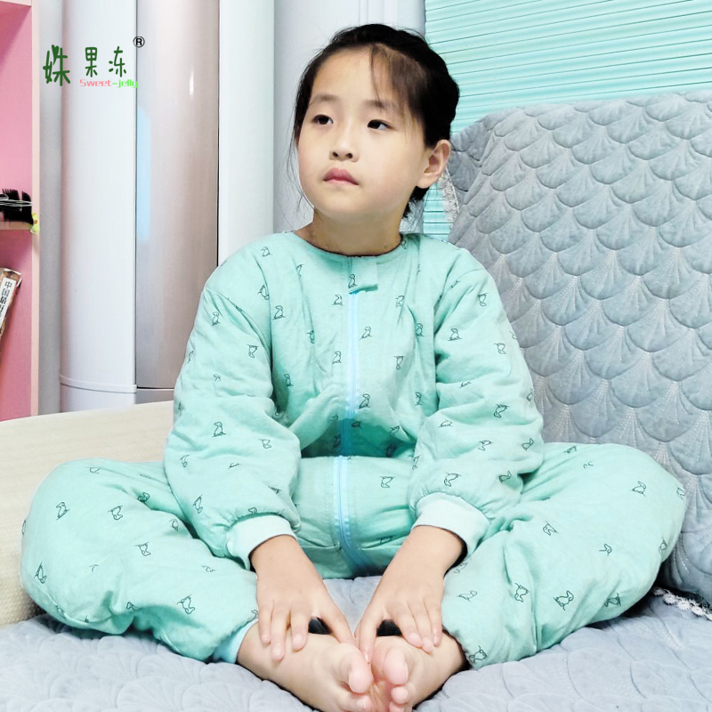 秋冬季长袖连体纯棉棉儿童防踢被