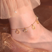 笑脸脚链女2025新款 钛钢不掉色足链女 潮ins小众设计卡铂雅夏季