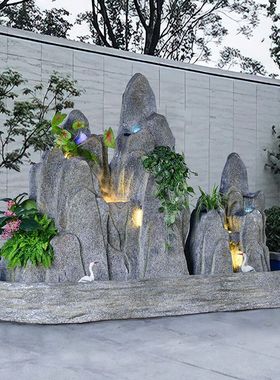大型假山流水喷泉鱼池室内户外阳台客厅庭院山水瀑布水景造景摆件