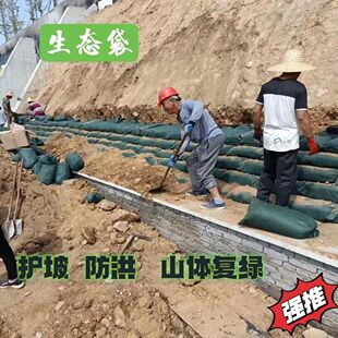 绿色防晒生态袋护坡袋堤坝复绿土工布袋固土护坝工程袋加厚草籽袋