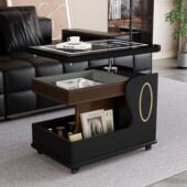 智能沙发边柜边几侧边柜小推车现代简约客厅实木茶几可移动储物柜