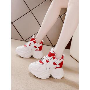 香港代购真皮内增高老爹鞋女2026春季爆款百搭厚底运动休闲小白鞋