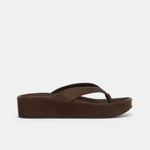 ZA松糕厚底凉鞋高跟露趾人字拖鞋