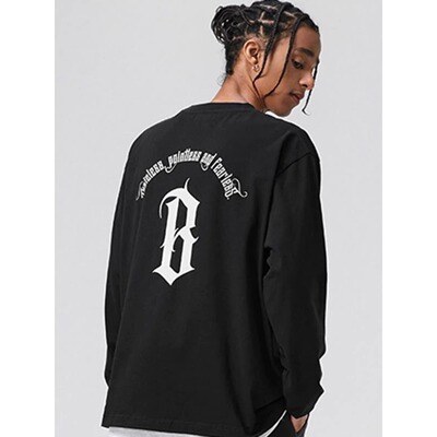 【现货清仓】BONELESS基础B字印花卫衣情侣款重磅帽衫夹克T恤长袖