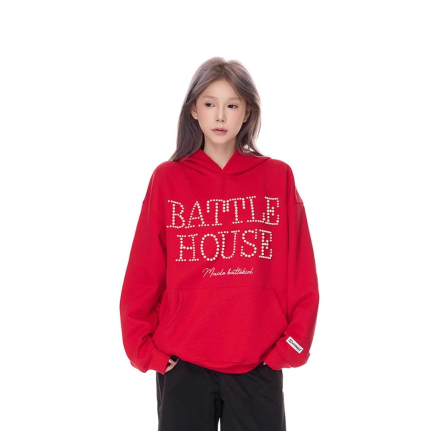 NTBF美式街头珍珠字母连帽卫衣春新款国潮宽松百搭重磅情侣装帽衫