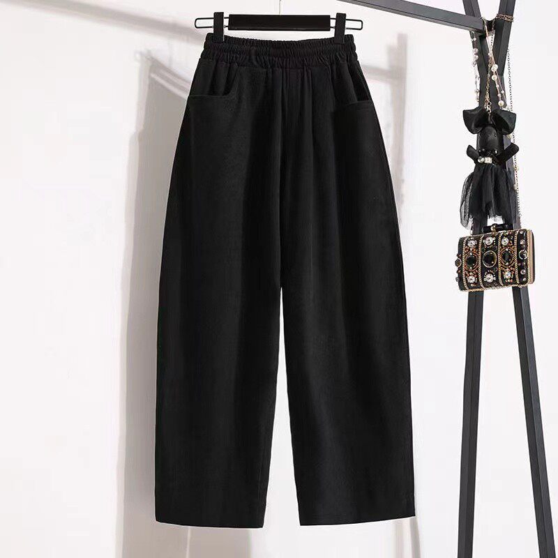 여성을위한 초대형 사이즈 여성용 지방 MM 배 모양의 바디 바지 2024 새로운 스타일 200 파운드 슬림 여름 느슨한 넓은 다리 바지