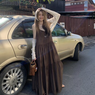 大码胖mm韩版小众设计感无袖吊带连衣裙女春新款外搭开衫显瘦套装