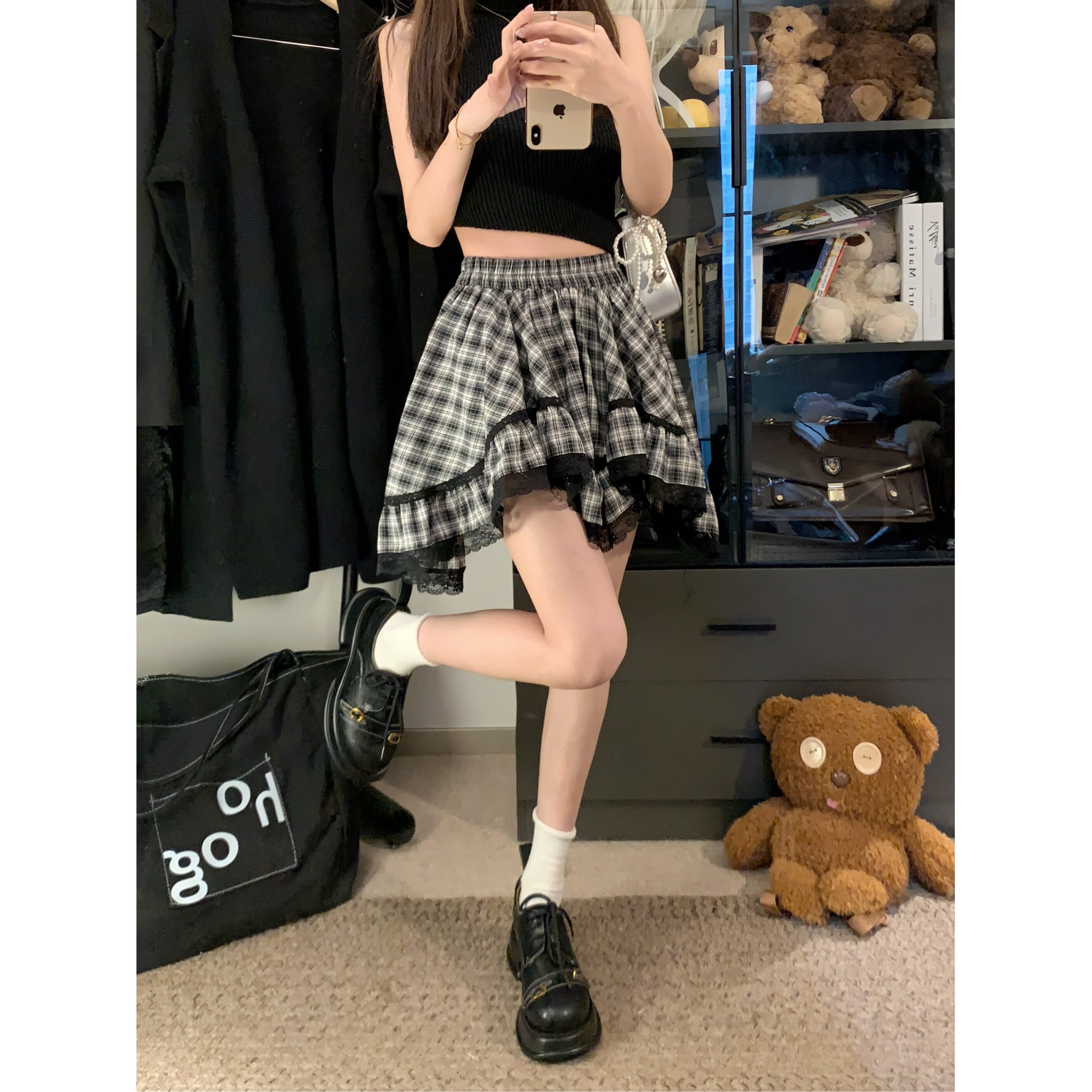 大码胖mm美式辣妹不规则鱼尾半身裙女高腰防走光a字蓬蓬短裤裙