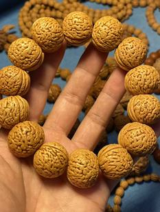 野生文玩桃核矮桩滴流圆脑纹桃核手持男女单圈手串核桃光珠手串