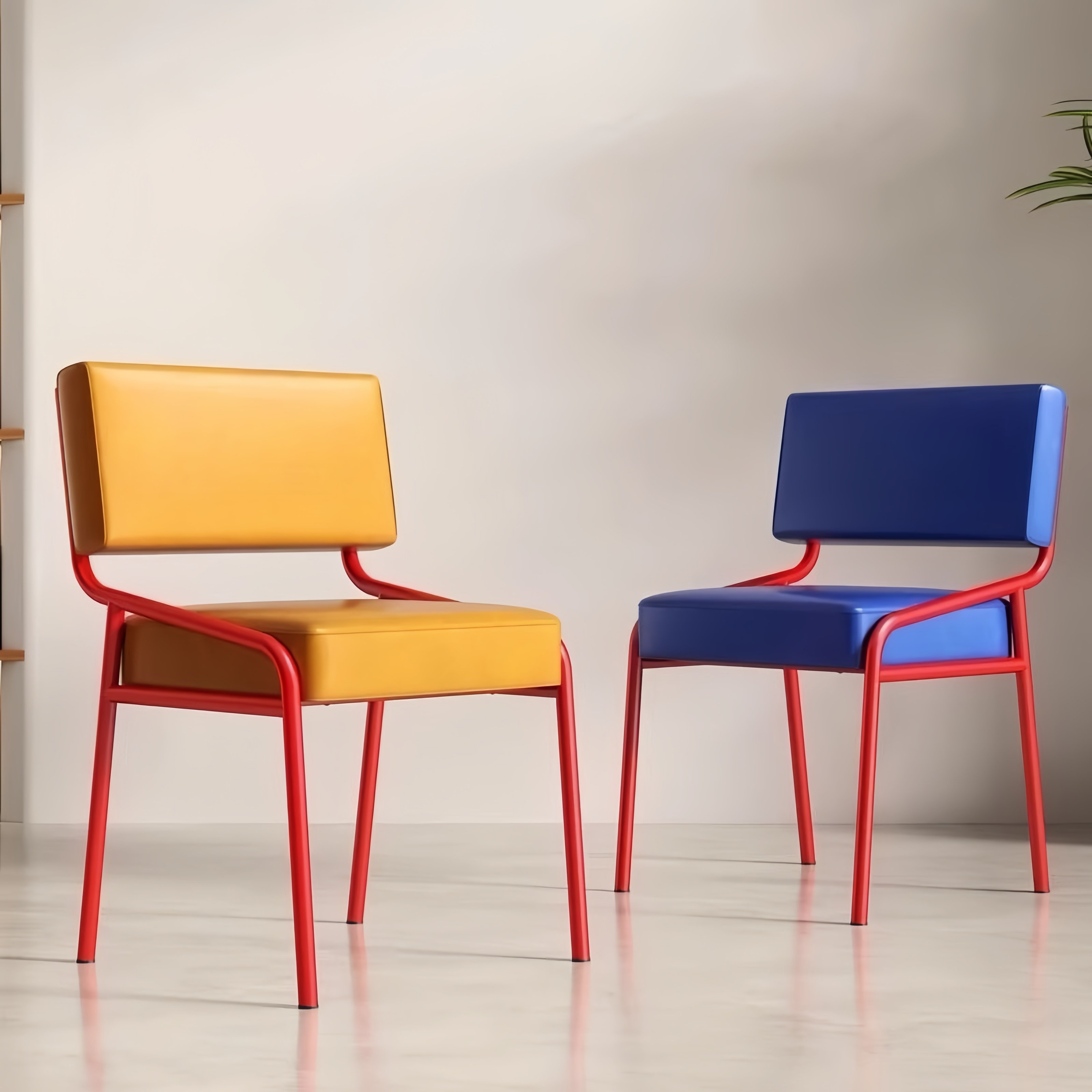 孟菲斯配色餐椅凳子意式家用靠背椅子复古网红高级感设计师中古风