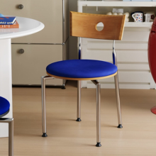 中古餐椅家用实木靠背椅网红复古椅小户型餐桌椅不锈钢设计师椅子