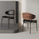 中古风餐椅皮软包设计师复古咖啡厅洽谈伊姆斯商用椅主题餐厅餐椅