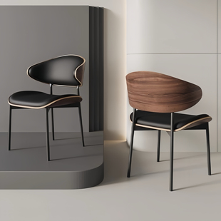 中古风餐椅皮软包设计师复古咖啡厅洽谈伊姆斯商用椅主题餐厅餐椅