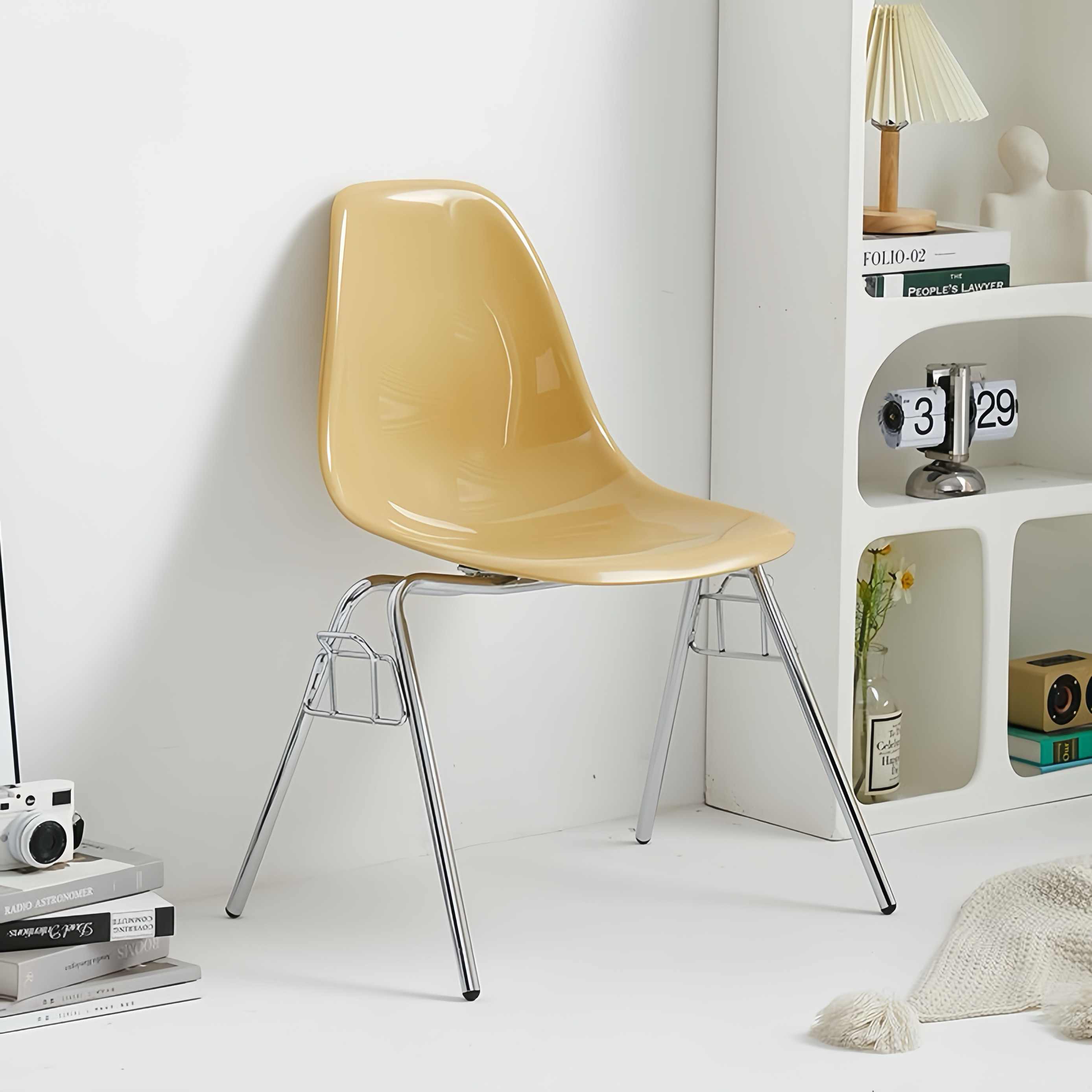 家用伊姆斯餐椅网红铁艺靠背复古怀旧餐桌椅餐厅咖啡店可叠放椅子