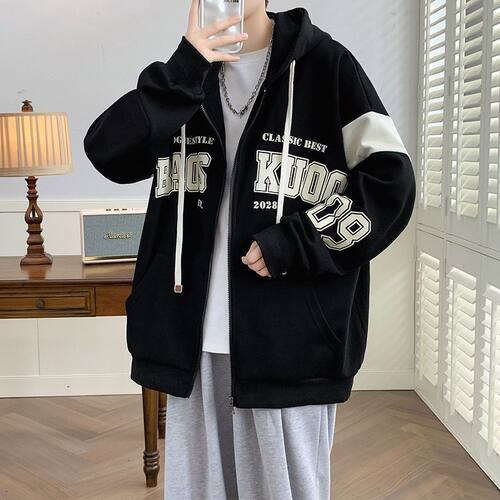春秋款连帽卫衣开衫12男孩13初中学生外套15岁青少年大童帅气男装