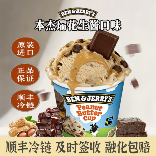 BEN & JERRY'S原装正品进口本杰瑞冰淇淋花生酱冰淇淋465ML