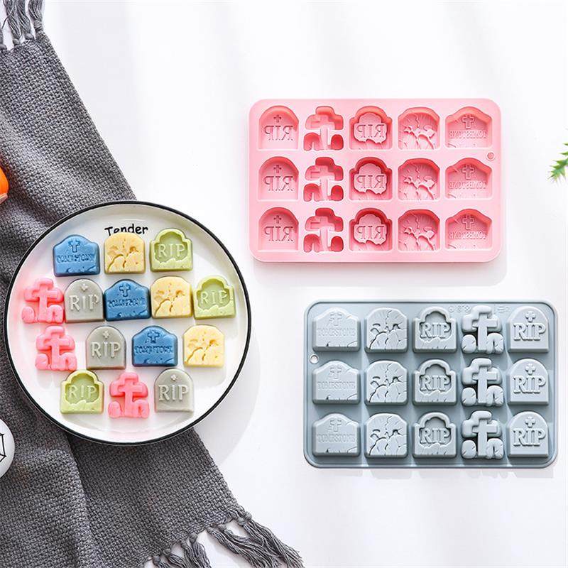 新品 15连5种不同墓碑主题造型硅胶模具万圣节日蛋糕模巧克力模具,厨房/烹饪用具,烘焙模具,淘宝优惠券,粉丝福利购,淘宝优惠卷