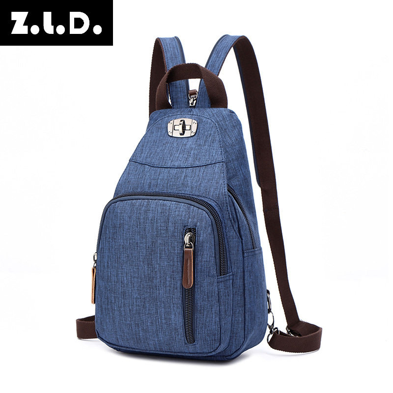 佐伦舵韩版防水女式胸包休闲帆布包时尚双肩包学院风单双肩小背包