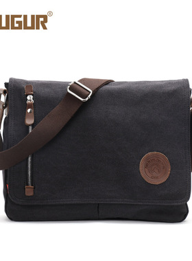 AUGUR翱格新款帆布包包男士单肩包斜挎包韩版休闲学生书包邮差包