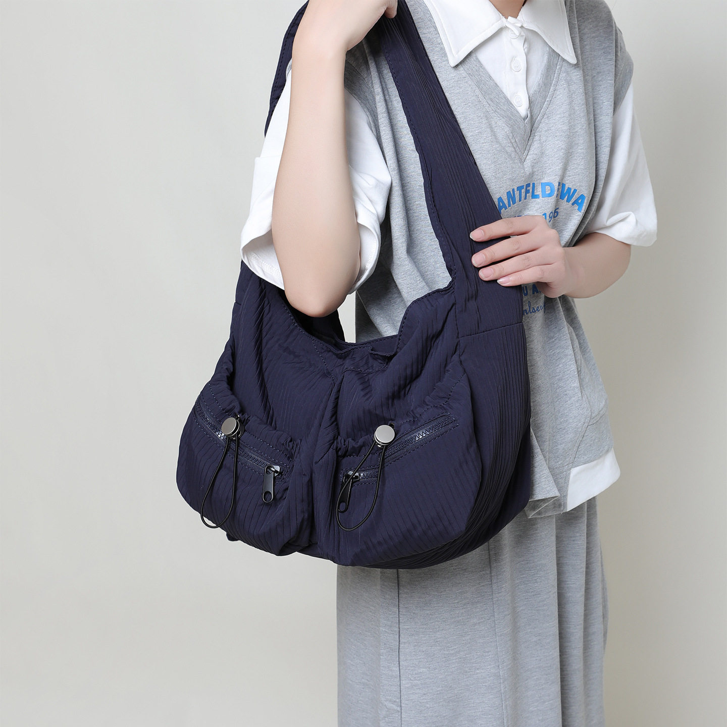 sport帆布包女韩系慵懒风小众包包高颜值蓝色斜挎包大容量单肩包