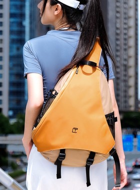 唐酷新款时尚潮流男士单肩包大容量多功能运动胸包斜跨包学生背包