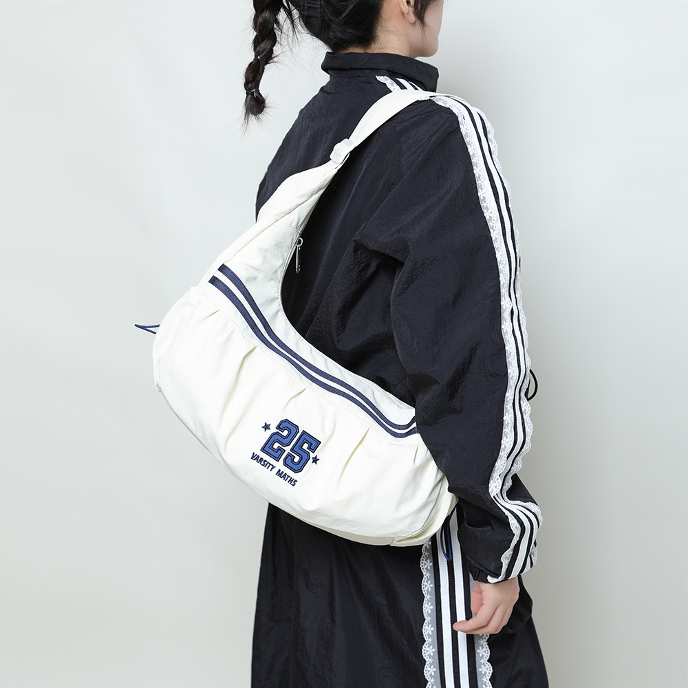 sport条纹潮酷轻便户外骑行包大容量饺子包男女同款运动风斜挎包