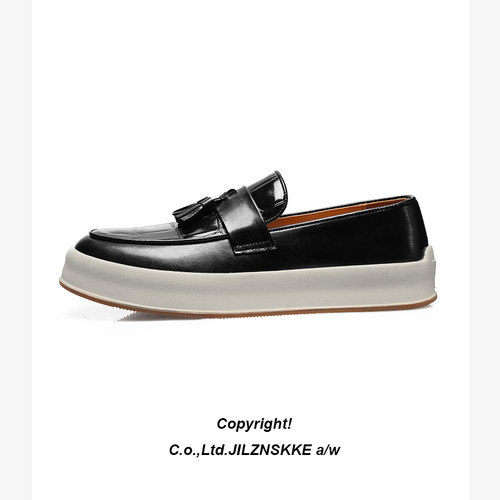 头层牛皮时尚套脚一脚蹬乐福鞋男