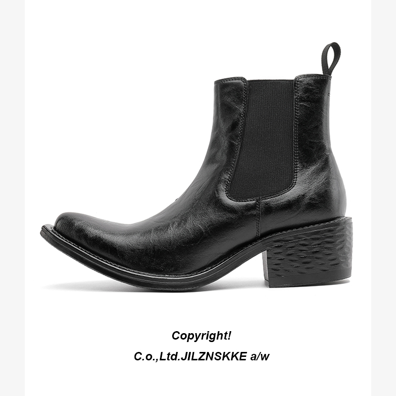 原创小众设计内增高男士切尔西靴