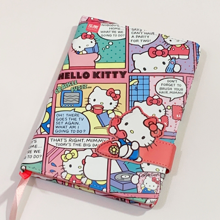 kitty猫笔记本子ins高颜值pu硬壳彩页磁吸本可爱学生b6记事本