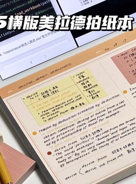 小红书新款横版美拉德拍纸本可撕高颜值ins风学生专用学习笔记本