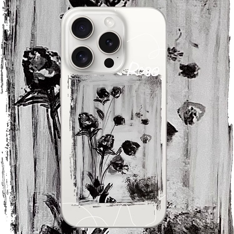 黑色玫瑰适用于苹果17PROMAX透明手机壳硅胶简约iPhone16PROMAX情侣15PRO小众14VIVOOPPO13个性12华为小米