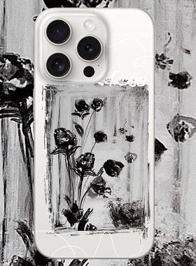 黑色玫瑰适用于苹果17PROMAX透明手机壳硅胶简约iPhone16PROMAX情侣15PRO小众14VIVOOPPO13个性12华为小米